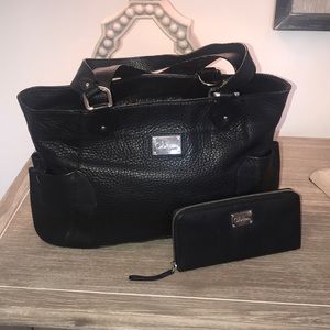 Cole Haan leather satchel/matching wallet